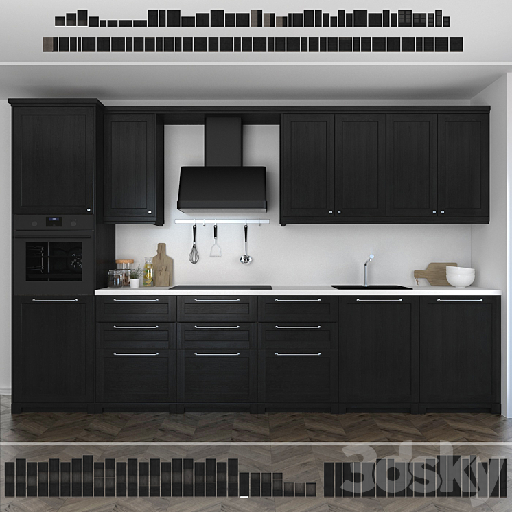 Kitchen Ikea Lerhuttan / Lerhyttan (black stain). - Kitchen - 3D model