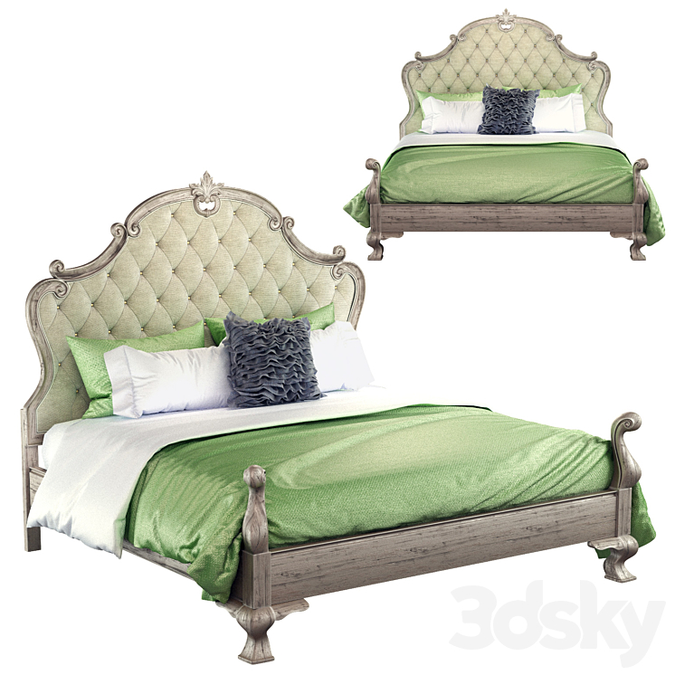 Campania Upholstered Panel Bed 3DS Max - thumbnail 1