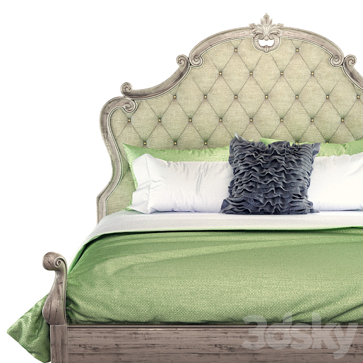 Campania Upholstered Panel Bed 3DS Max - thumbnail 2