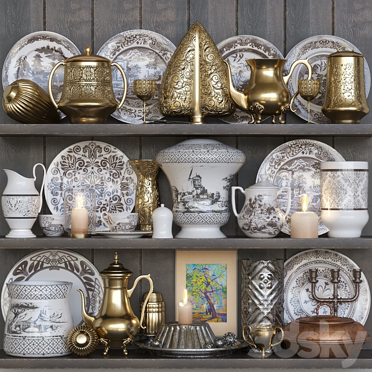 Set of vintage dishes 12. Service 3DS Max - thumbnail 1