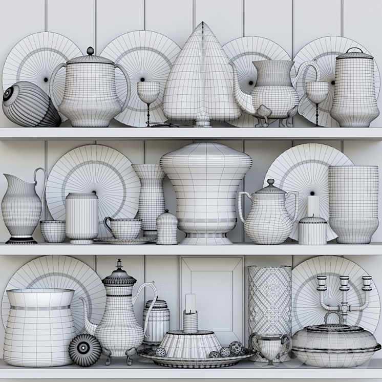 Set of vintage dishes 12. Service 3DS Max - thumbnail 2