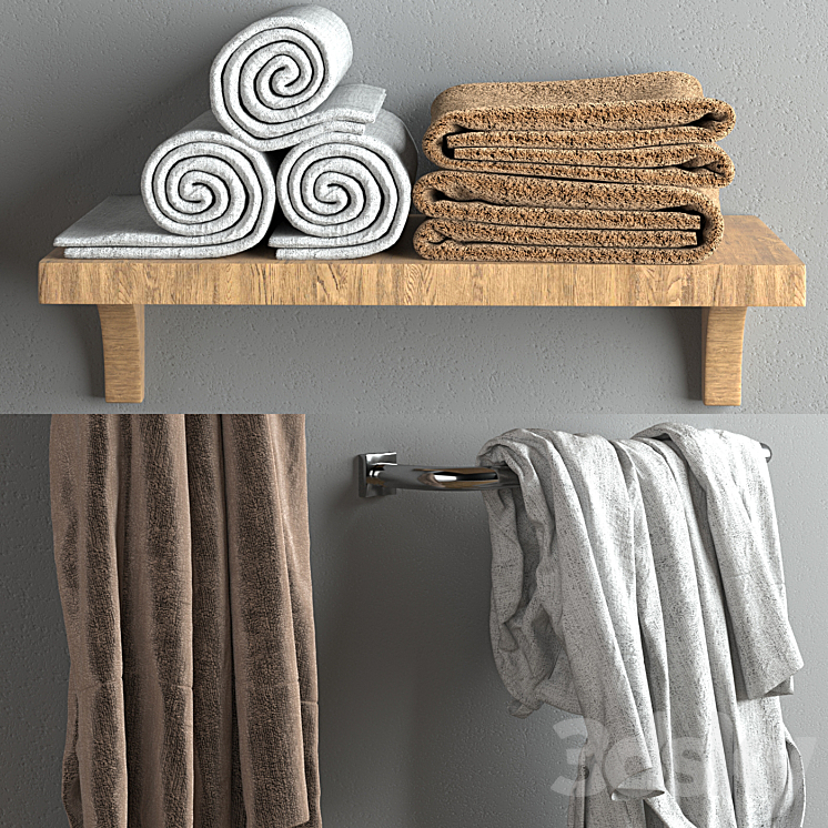 Bathrobes and towels 3DS Max - thumbnail 2
