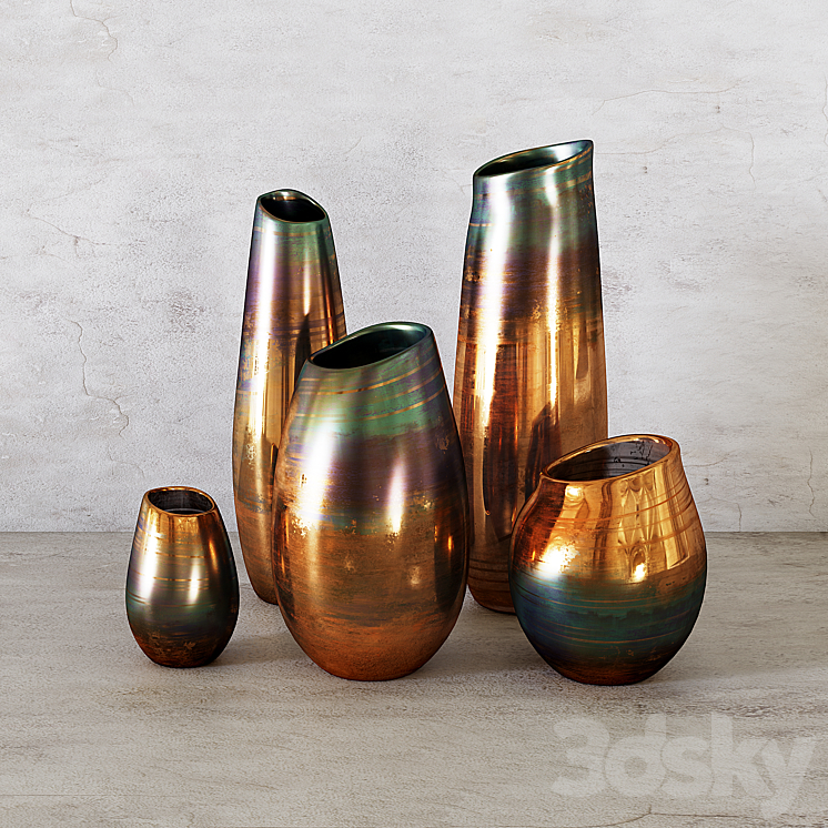 West Elm – Luster Curve Vases 3DS Max - thumbnail 1