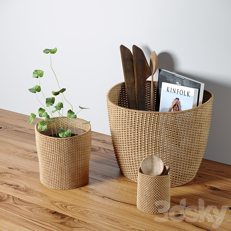 Decorative set with baskets 3D Model