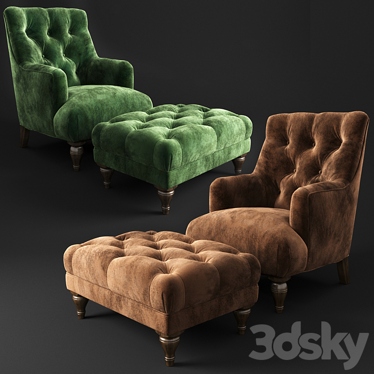 Armchair and pouf Estetica Florence 3DS Max - thumbnail 1