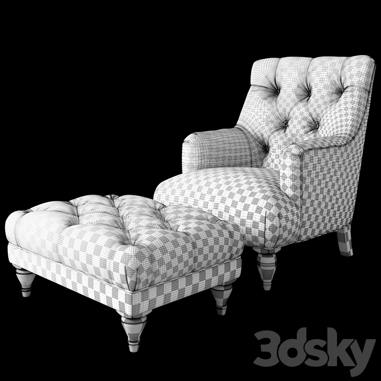 Armchair and pouf Estetica Florence 3DS Max - thumbnail 2