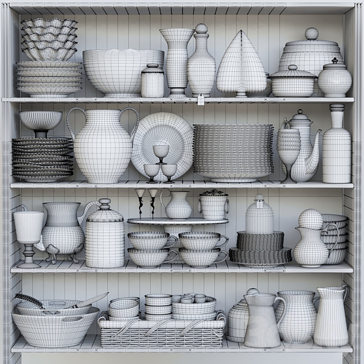 Wardrobe with dishes 4 3DS Max - thumbnail 2