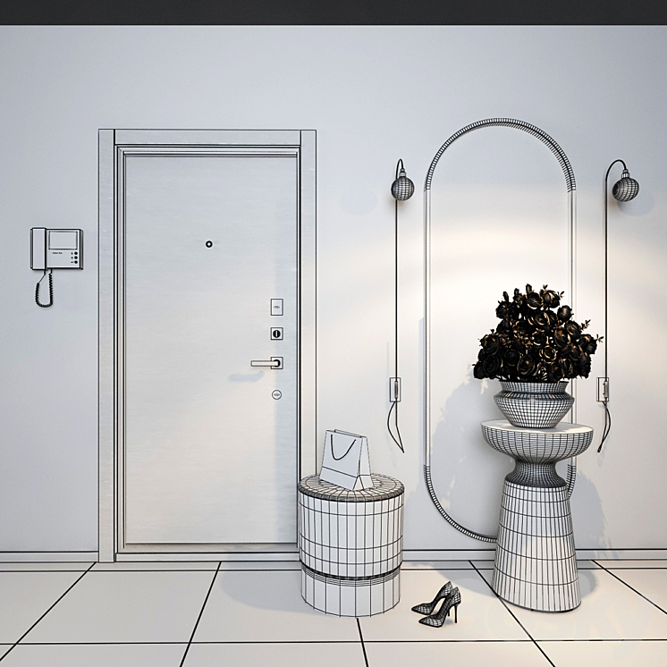 Decorative set in the hallway_1 3D Model