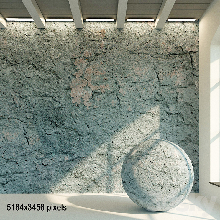 Concrete wall. Old concrete. 55 3DS Max - thumbnail 1