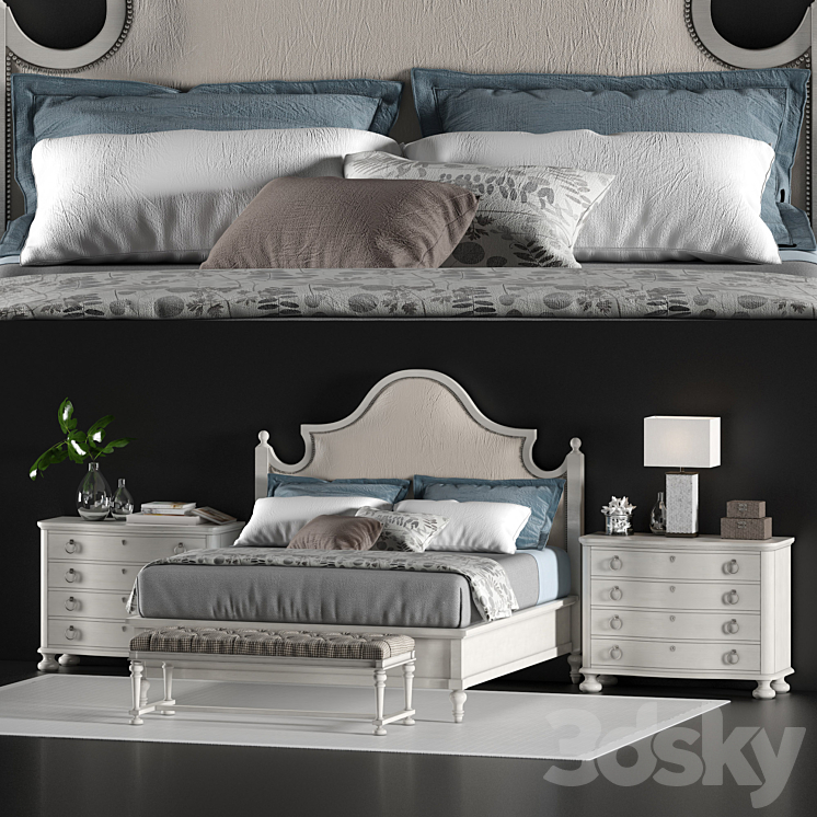 LEXINGTON ARBOR HILLS UPHOLSTERED BED OYSTER BAY 3DS Max - thumbnail 1