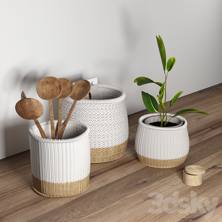 Decorative set with baskets 2 3D Model