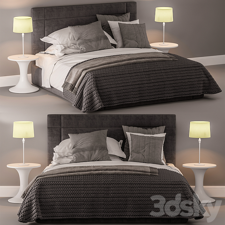 Bed and bed sheet set 2 3DS Max - thumbnail 1