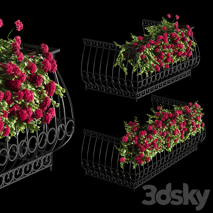 Plant geranium for the facade 3DS Max - thumbnail 1