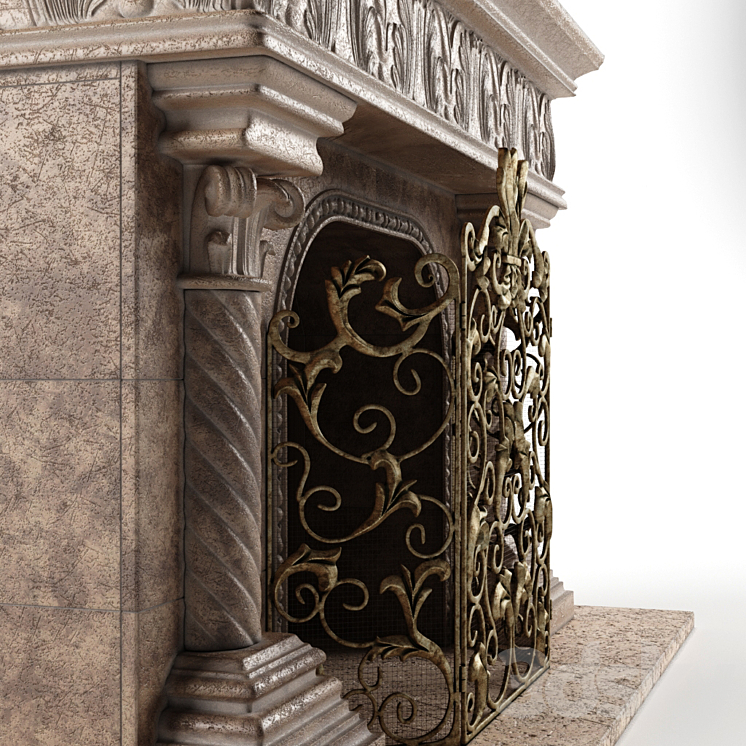 Acanthus Fireplace and Screen 3D Model