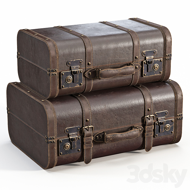 Brown Vintage Suitcases 3DS Max - thumbnail 1