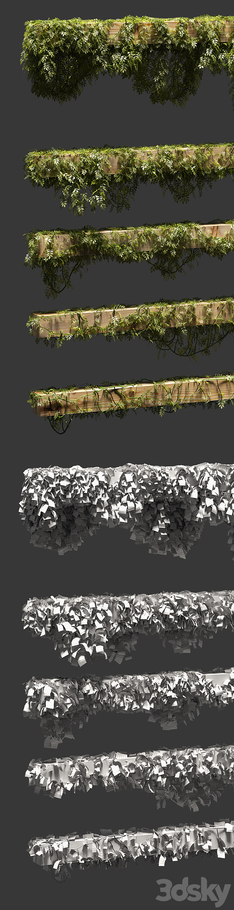 Leaves for beams. 5 models 3DS Max - thumbnail 2