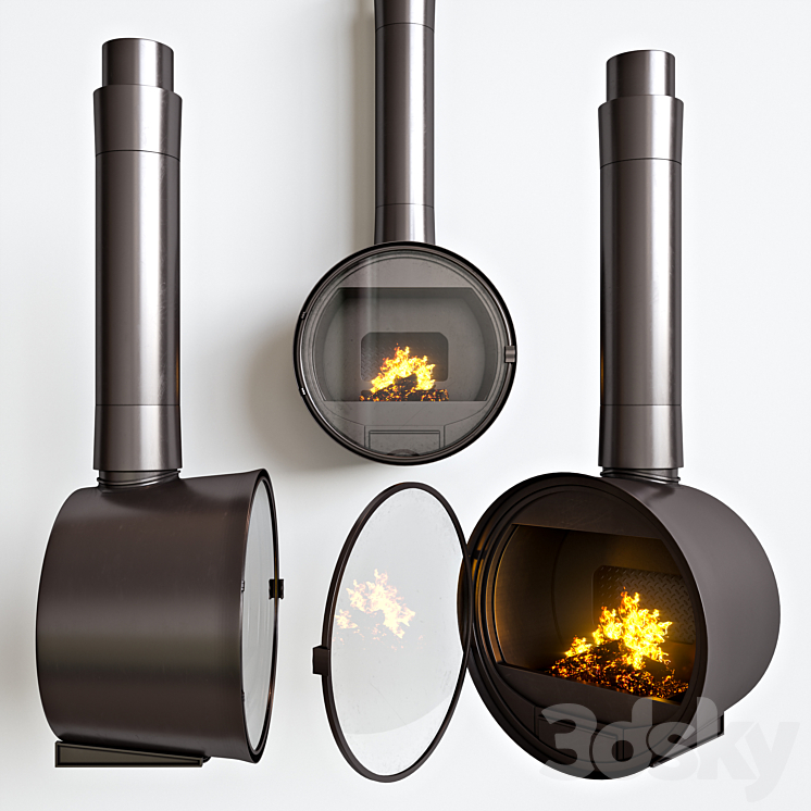 Steel fireplace Rocal 3DS Max - thumbnail 1