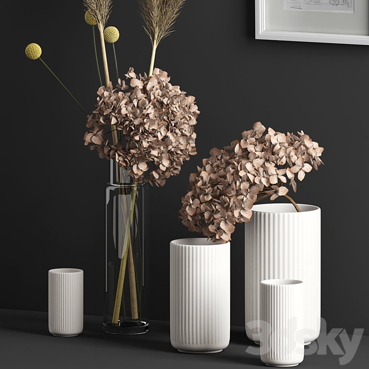 Decor with dry flowers 3DS Max - thumbnail 2