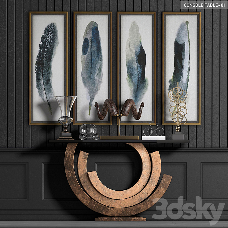 Contemporary Vintage Console Table 3DS Max - thumbnail 1