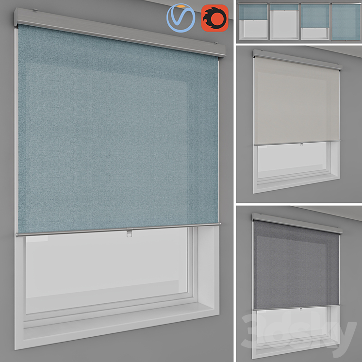 Roller blinds IKEA – TRETUR and window 3DS Max - thumbnail 1