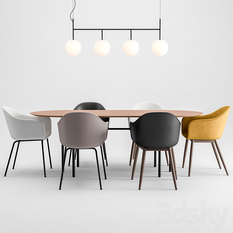 Harbor Chair Upholstery + Snaregade Table + Tr Bulb By Menu 3DS Max - thumbnail 1