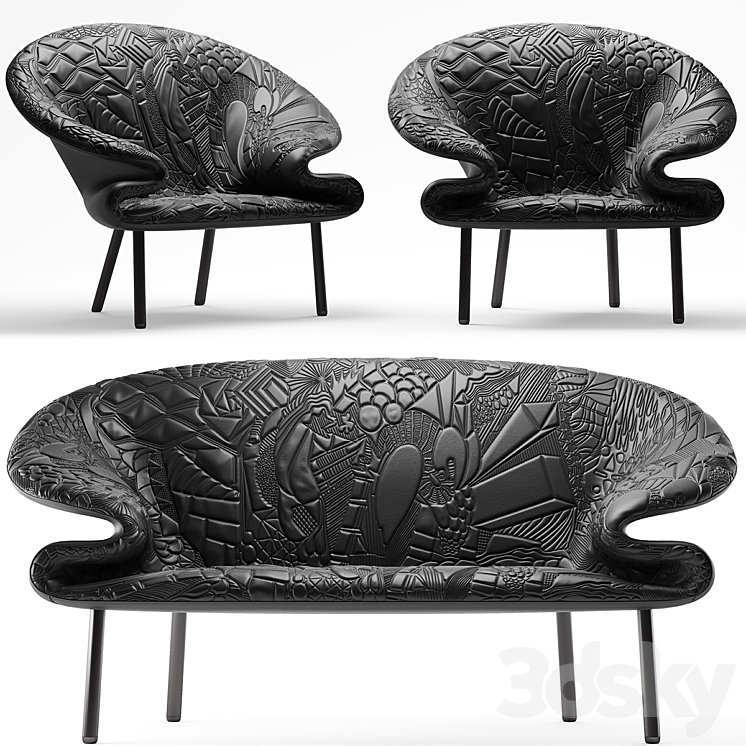 Sofa and armchair Doodle Moroso 3DS Max - thumbnail 1