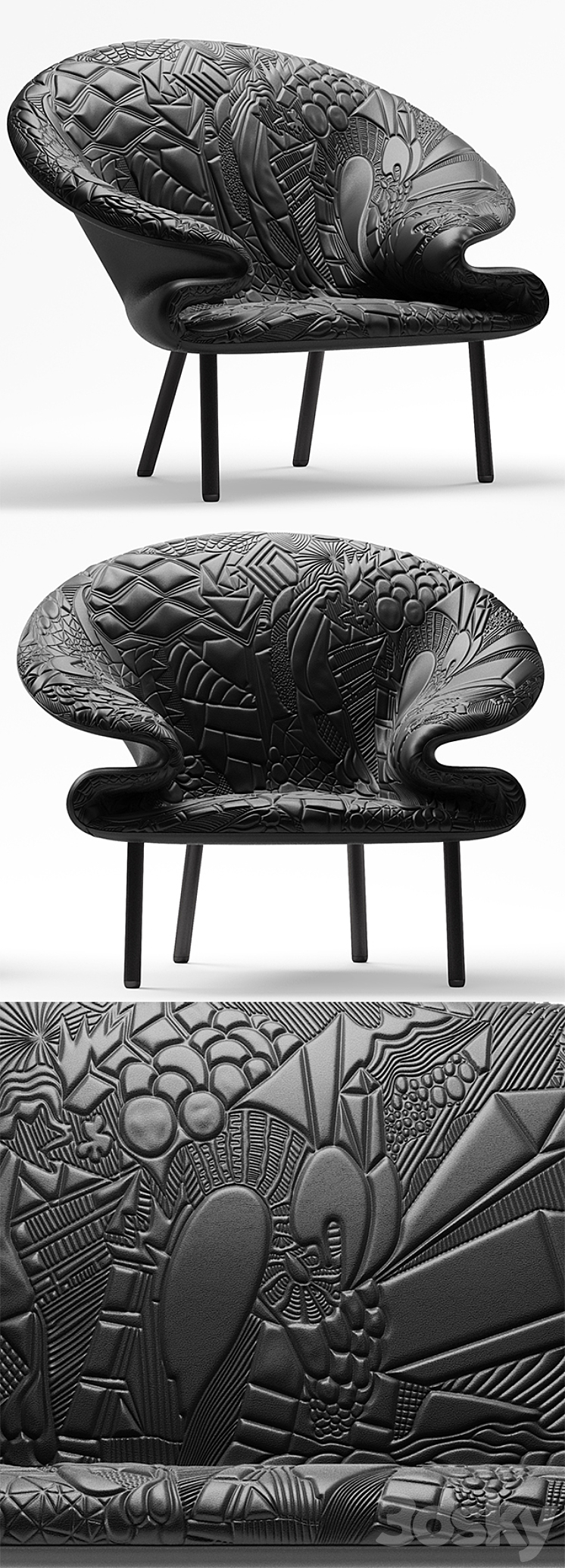 Sofa and armchair Doodle Moroso 3DS Max - thumbnail 2