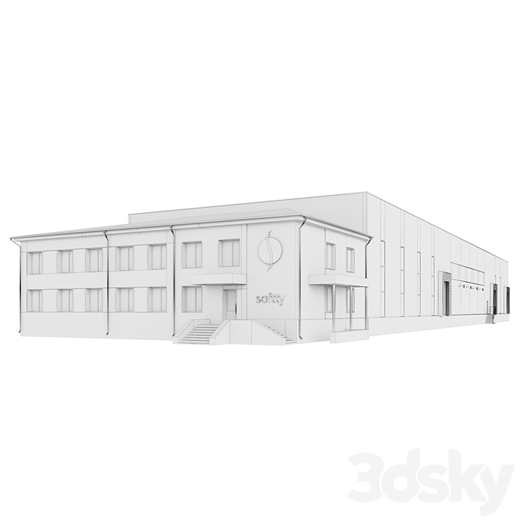 Warehouse with attached office 3DS Max - thumbnail 2