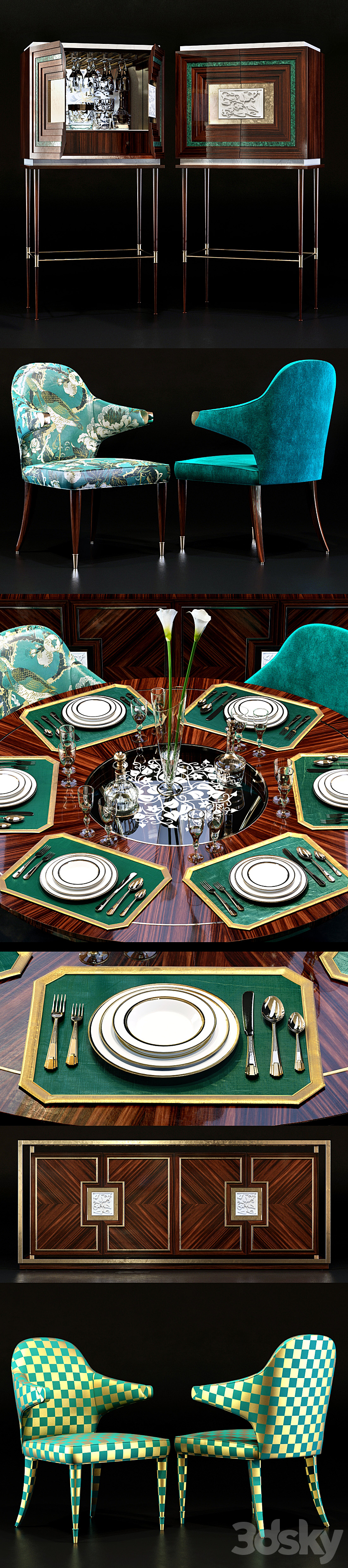 Zanaboni Contemporary Dining Set 3DS Max - thumbnail 2