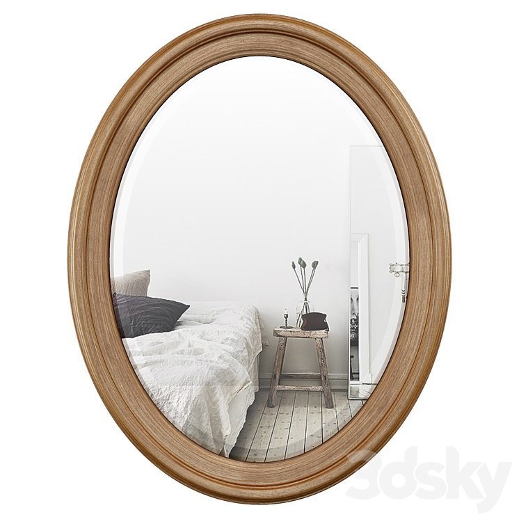Oval Wood Wall Mirror DBHC4231 3D Model