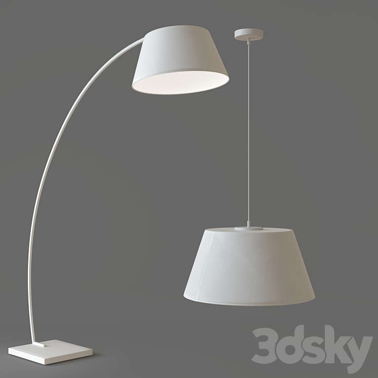Chandelier and floor lamp AZZARDO Olav 3D Model