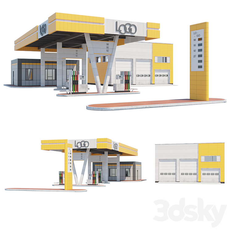 Gas station with SRT 3DS Max - thumbnail 1