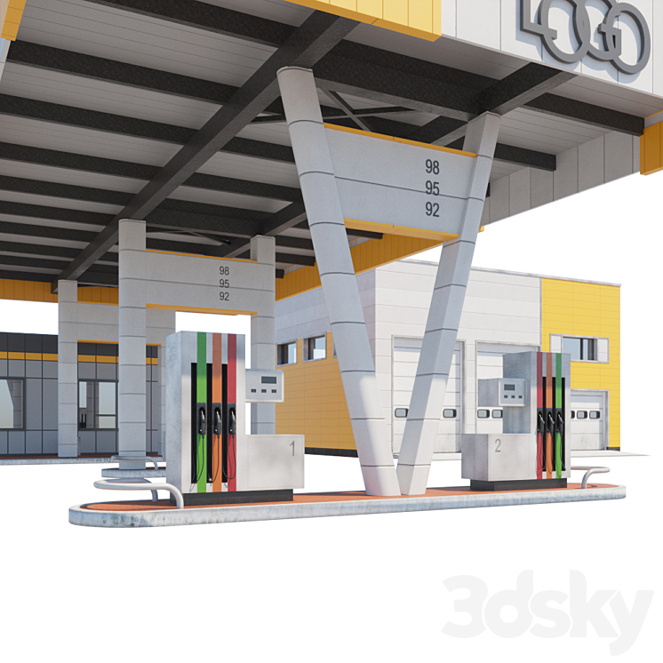 Gas station with SRT 3DS Max - thumbnail 2