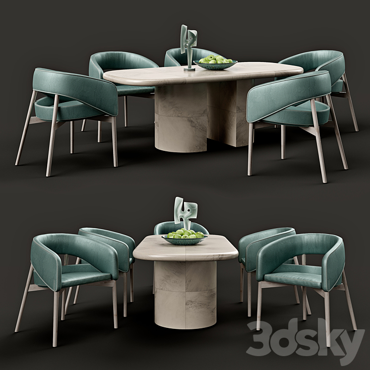 Wrapped dinning table and Dino chair 3DS Max - thumbnail 1