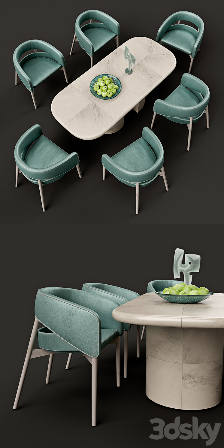 Wrapped dinning table and Dino chair 3DS Max - thumbnail 2
