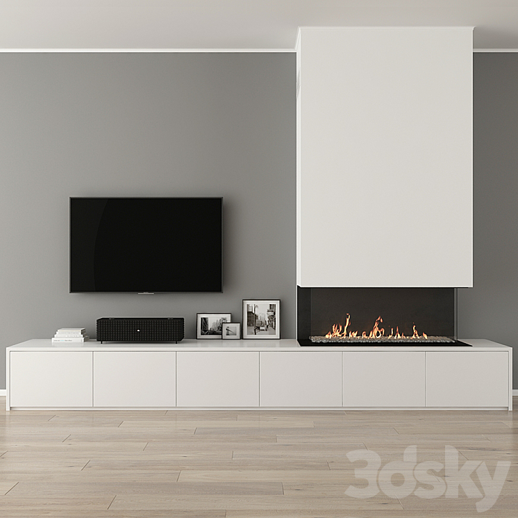 Fireplace with decor 31 3DS Max - thumbnail 1