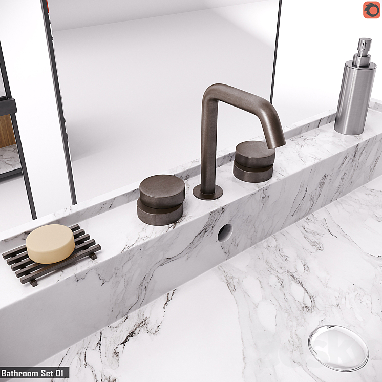 RIG Modules - Bathroom with Decor Set 01 3D Model