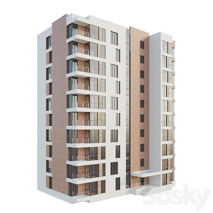 Multi-storey residential building 3DS Max - thumbnail 1