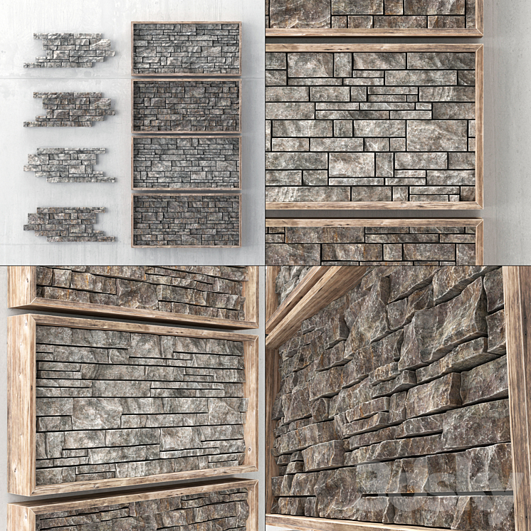 Built-in decorative panel made of bricks 3DS Max - thumbnail 1