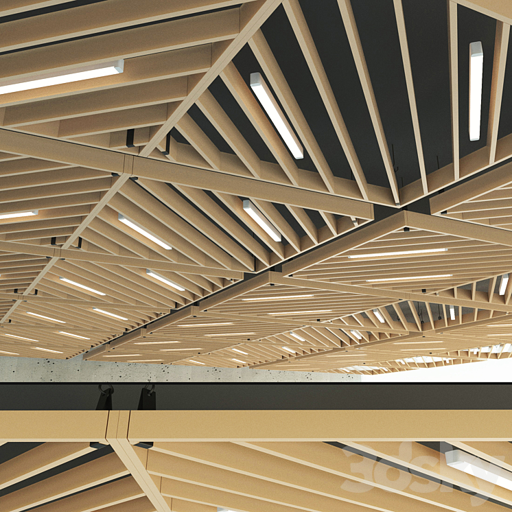 Wooden suspended ceiling 13 3DS Max - thumbnail 1