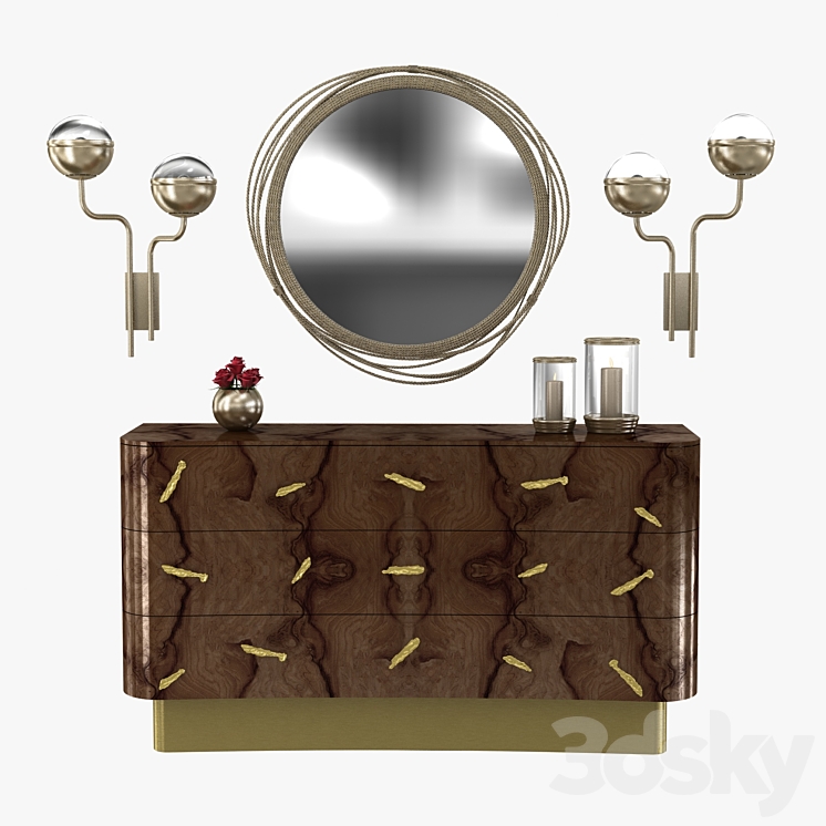 Brabbu kayan mirror niku wall lamp and baraka chest 3D model 3DS Max Model - thumbnail 1