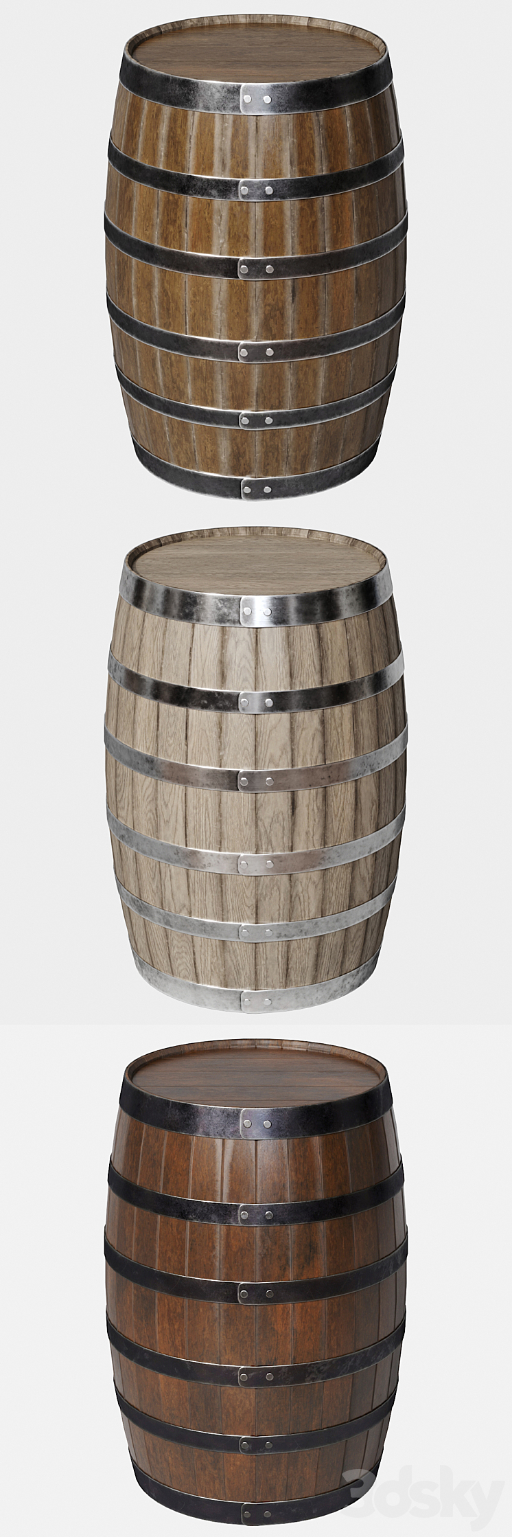 Wooden barrels 3D Model
