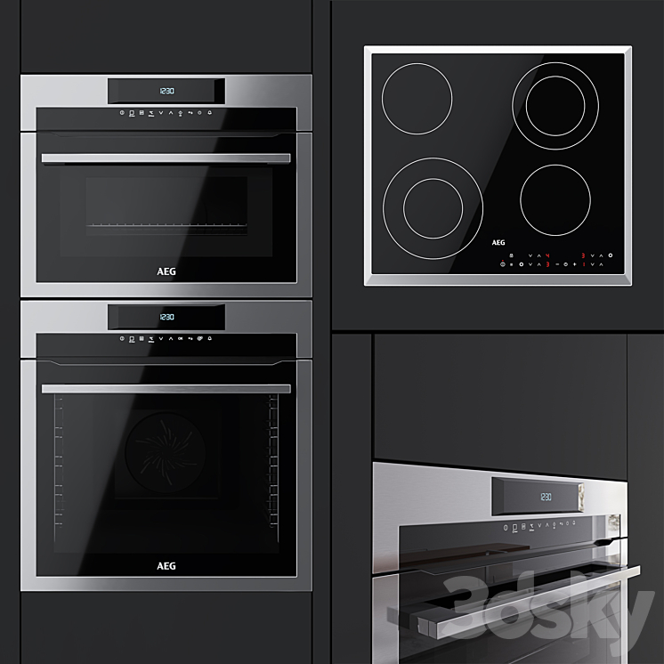 AEG – an oven BPM742320M a compact oven KMM761000M and a hob HK563402XB 3DS Max - thumbnail 1