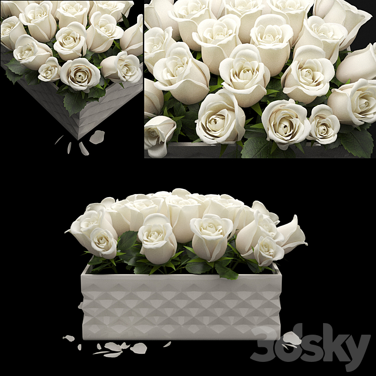 white flowerbox 3DS Max - thumbnail 1