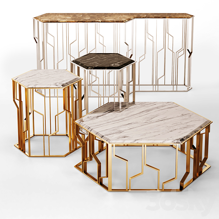 Longhi ginza table 3DS Max - thumbnail 1