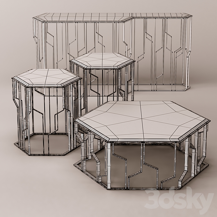 Longhi ginza table 3DS Max - thumbnail 2