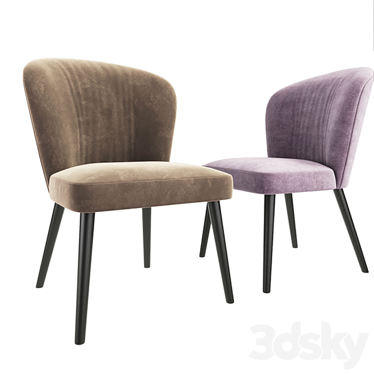 Minotti Aston Bar Stool and Lounge chair 3DS Max - thumbnail 2