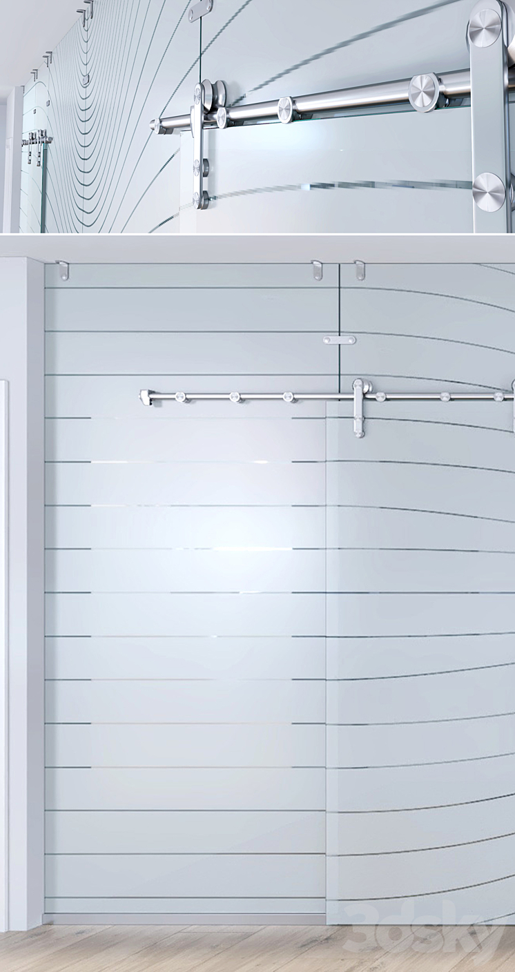 Glass partition with sliding doors - 3 3D Model