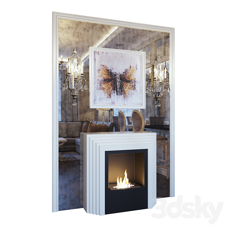 Karla's fireplace Feiss Gianna FE GIANNA3W sconce picture and mirror panel 3DS Max - thumbnail 1
