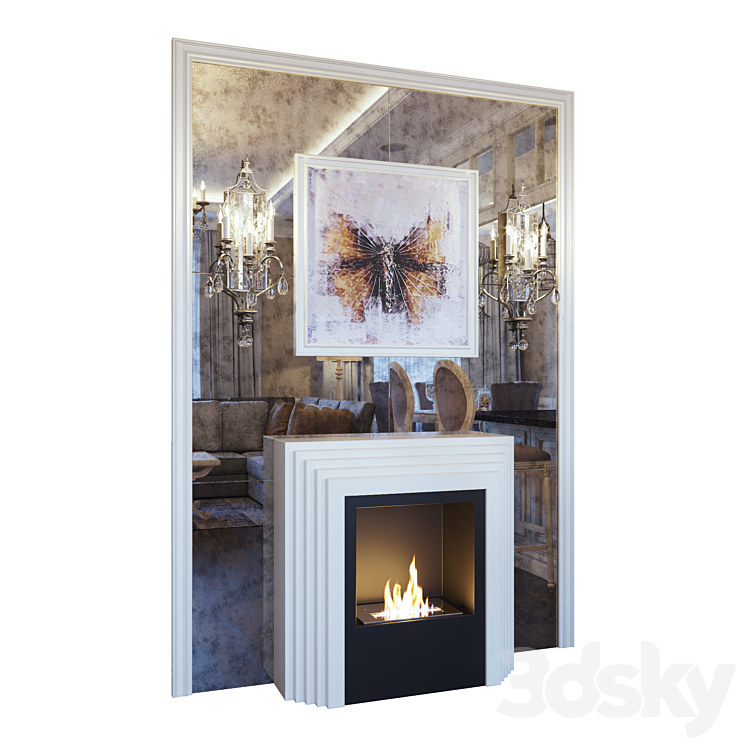 Karla's fireplace Feiss Gianna FE GIANNA3W sconce picture and mirror panel